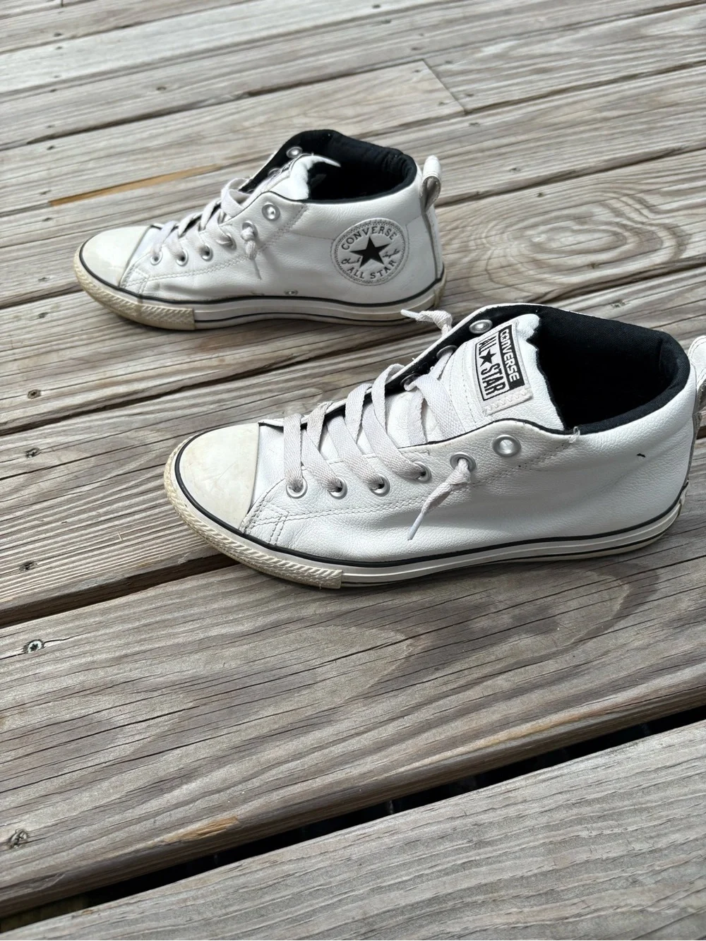 Converse Boys White and Black Leather All Star Low-Top Sneakers Size 6